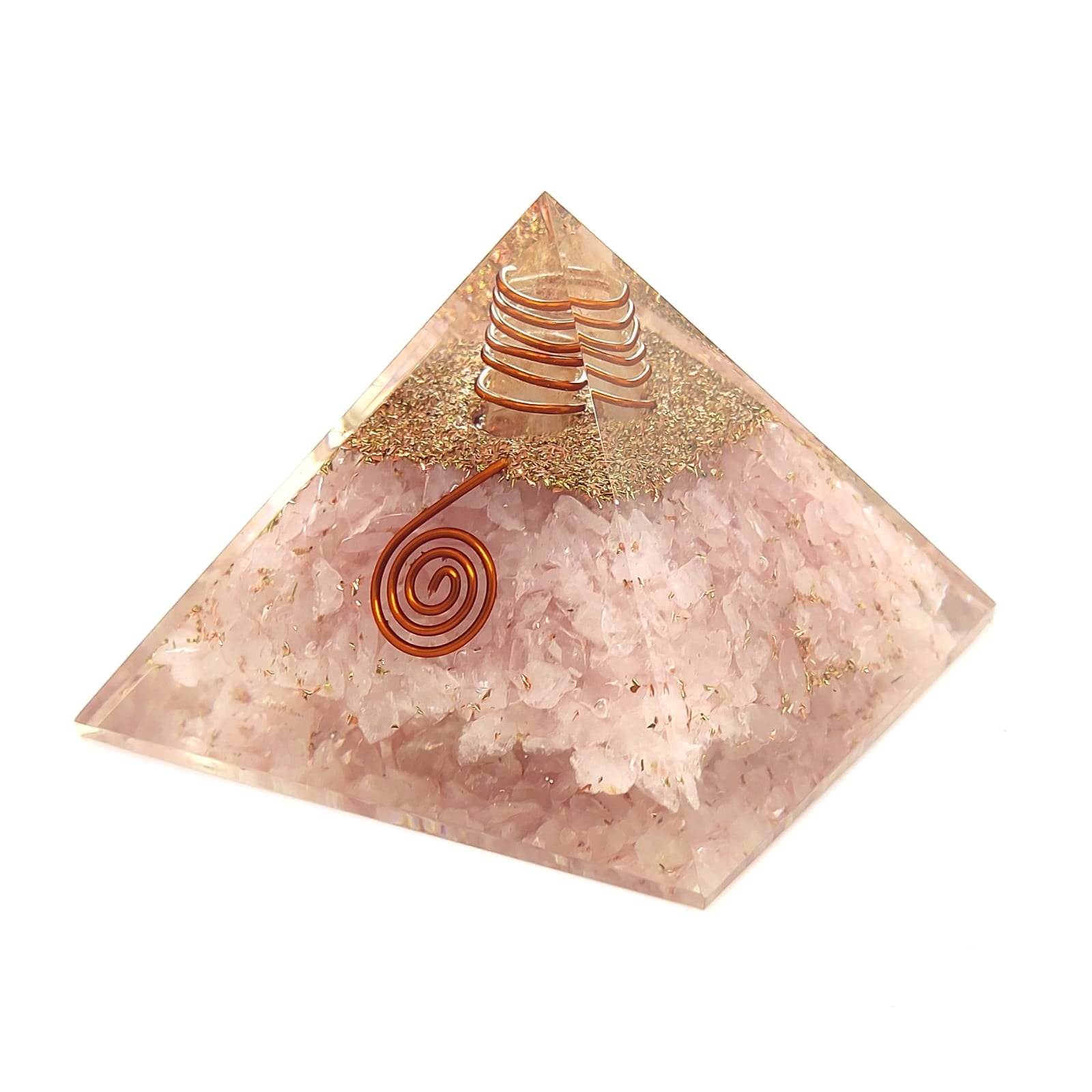 Rose Quartz Natural Crystal Chips Orgonite Pyramid